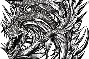 Dragon Intricate Regal Thorns Beautiful Vivid Rough Elaborate Stoic Badass tattoo idea