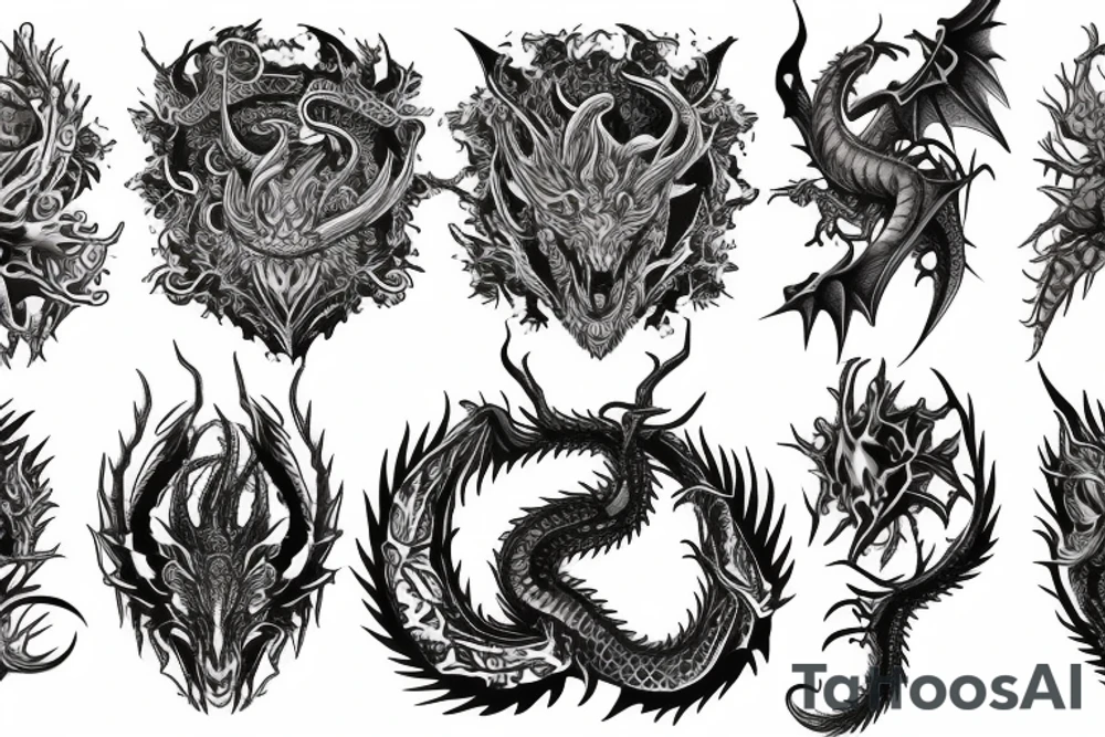 Dragon Intricate Regal Thorns Beautiful Vivid Rough Elaborate Stoic Badass tattoo idea