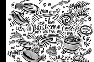 Bowl of spaghetti steaming woth the quote '"pascettii" - Casey' written underneath tattoo idea