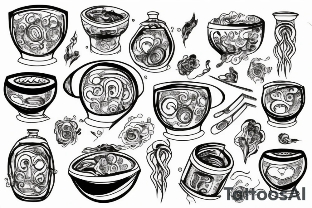 Steaming bowl of spaghettii tattoo idea