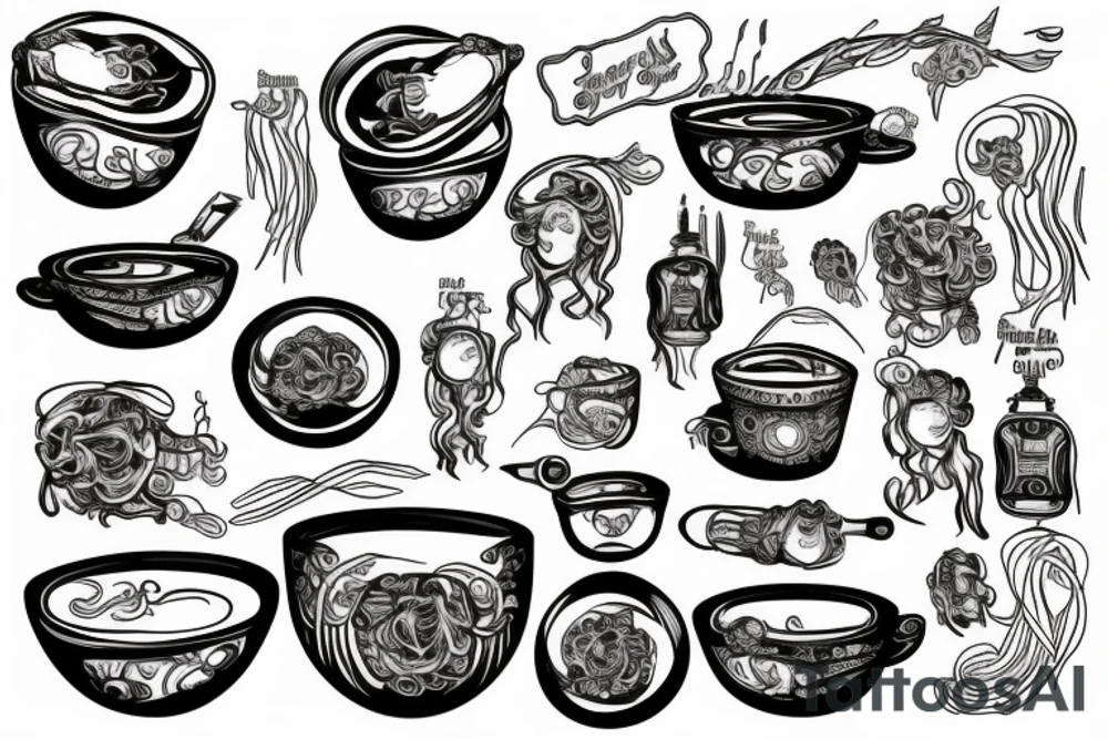 Steaming bowl of spaghettii tattoo idea