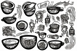 Steaming bowl of spaghettii tattoo idea
