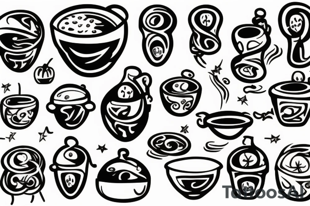 Steaming bowl of spaghettii tattoo idea