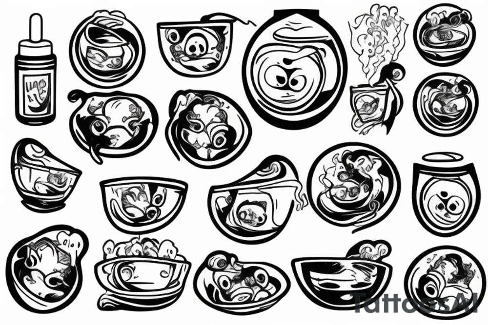 Steaming bowl of spaghettii tattoo idea