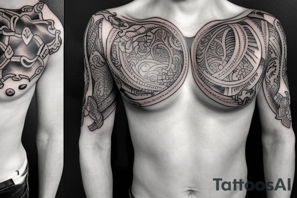 Full chest tattoo tattoo idea