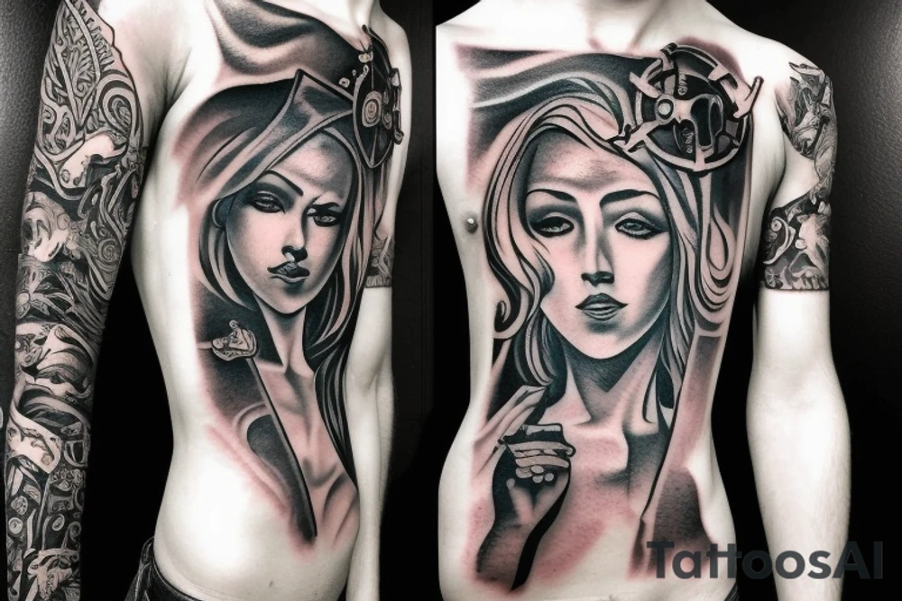 Pirate queen chest tattoo tattoo idea