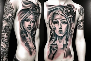 Pirate queen chest tattoo tattoo idea
