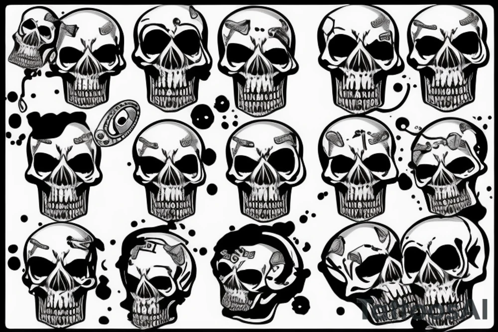 Skull with a cinema camera in its mouth tattoo idea