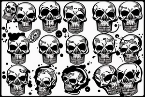 Skull with a cinema camera in its mouth tattoo idea