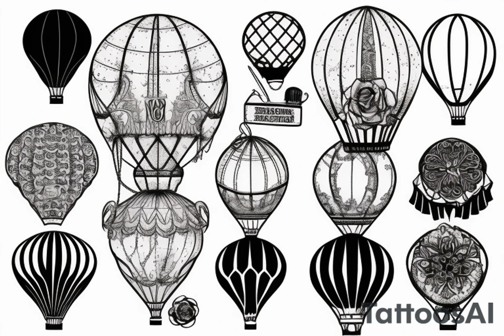 Vintage Victorian  hot air balloon tattoo idea