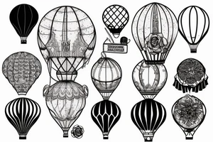 Vintage Victorian  hot air balloon tattoo idea