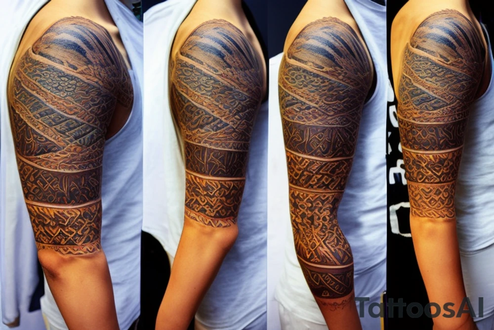 Create a unique sleeve tattoo design that reflects my diverse interests and experiences. Incorporate elements of my Spanish heritage and South African residence, along with my love for mountains and ocean animals from scuba diving. Include symbols of travel and meeting new people, as well as the importance of trust and loyalty in my relationships. The tattoo should also represent my personal growth and commitment to being a better person, despite past hurts and mistakes tattoo idea