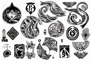 three sixes conceded to each other with around it the sign of Pisces and these numbers hide inside of it in a row 1958- 1968 - 1992- 1997- 2002 tattoo idea