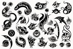three sixes conceded to each other with around it the sign of Pisces and these numbers hide inside of it in a row 1958- 1968 - 1992- 1997- 2002 tattoo idea