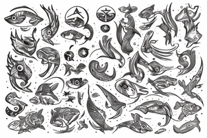 sign of Pisces and these numbers hide inside of it in a row 1958- 1968 - 1992- 1997- 2002 tattoo idea