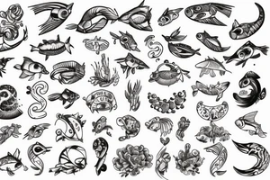 sign of Pisces and these numbers hide inside of it in a row 1958- 1968 - 1992- 1997- 2002 tattoo idea