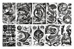 sign of Pisces and these numbers hide inside of it in a row 1958- 1968 - 1992- 1997- 2002 tattoo idea