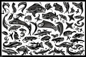 sign of Pisces and these numbers hide inside of it in a row 1958- 1968 - 1992- 1997- 2002 tattoo idea