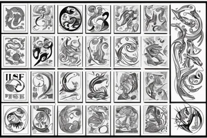 sign of Pisces and these numbers hide inside of it in a row 1958- 1968 - 1992- 1997- 2002 tattoo idea