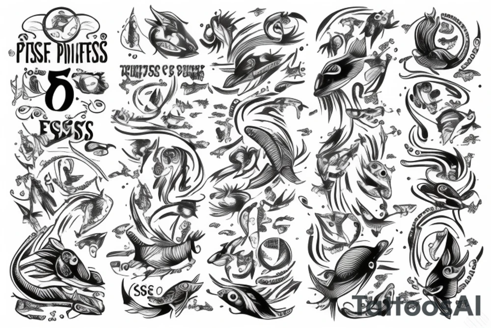 sign of Pisces and these numbers hide inside of it in a row 1958- 1968 - 1992- 1997- 2002 tattoo idea