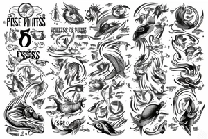 sign of Pisces and these numbers hide inside of it in a row 1958- 1968 - 1992- 1997- 2002 tattoo idea