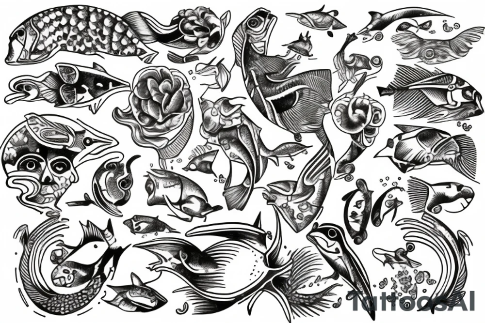 sign of Pisces   1958- 1968 - 1992- 1997- 2002 tattoo idea
