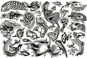 sign of Pisces   1958- 1968 - 1992- 1997- 2002 tattoo idea