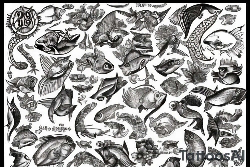 sign of Pisces   1958- 1968 - 1992- 1997- 2002 tattoo idea