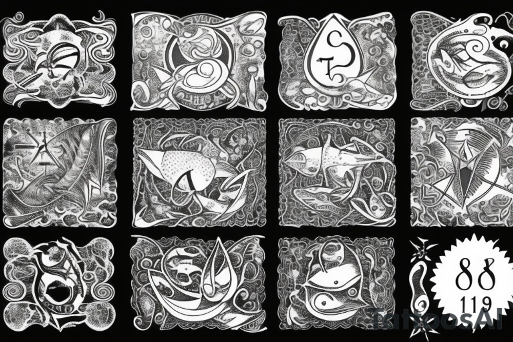 sign of Pisces   1958- 1968 - 1992- 1997- 2002 tattoo idea