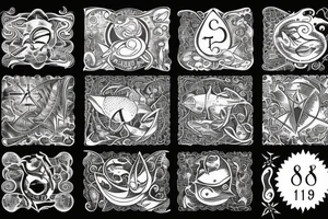 sign of Pisces   1958- 1968 - 1992- 1997- 2002 tattoo idea