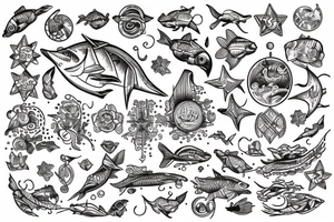 sign of Pisces   1958- 1968 - 1992- 1997- 2002 tattoo idea