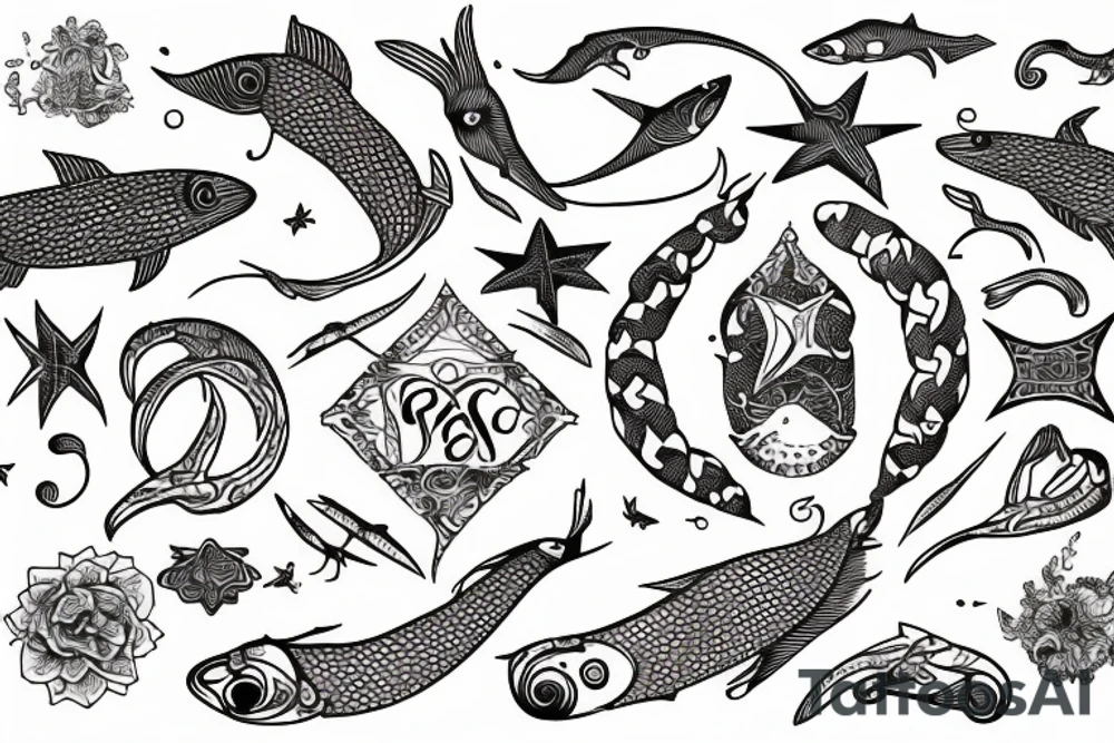 sign of Pisces   1958- 1968 - 1992- 1997- 2002 tattoo idea