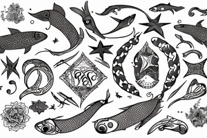 sign of Pisces   1958- 1968 - 1992- 1997- 2002 tattoo idea
