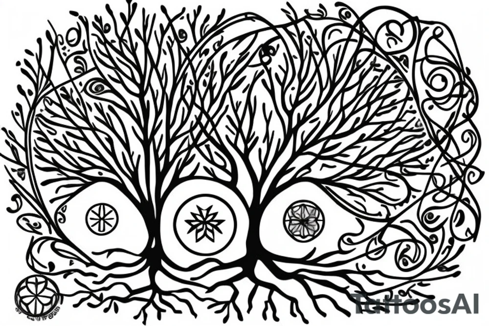 Tree of life half circuitboard tattoo idea