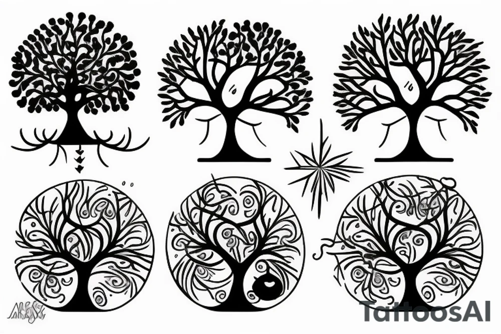 Tree of life line art tattoo idea