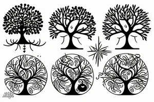 Tree of life line art tattoo idea