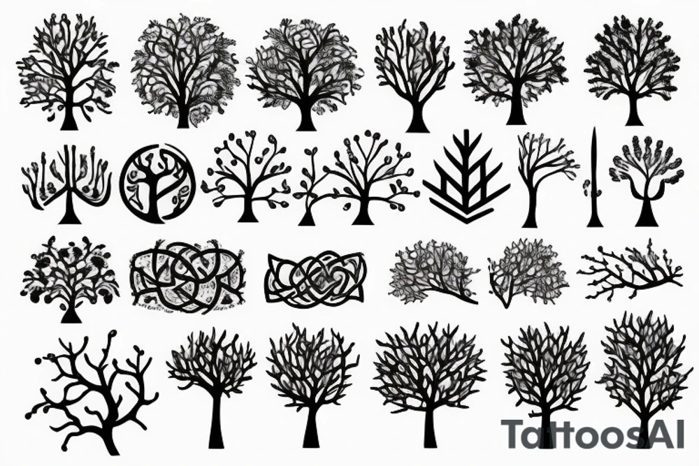 Tree of life line art tattoo idea