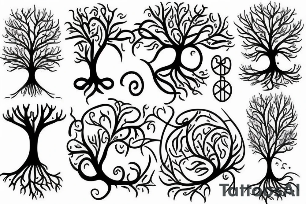 Tree of life line art tattoo idea