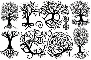 Tree of life line art tattoo idea