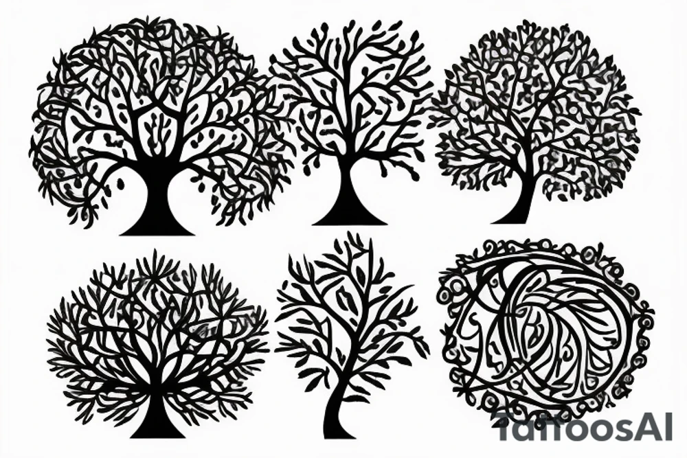 Tree of life line art tattoo idea