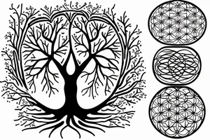 Tree of life line art tattoo idea