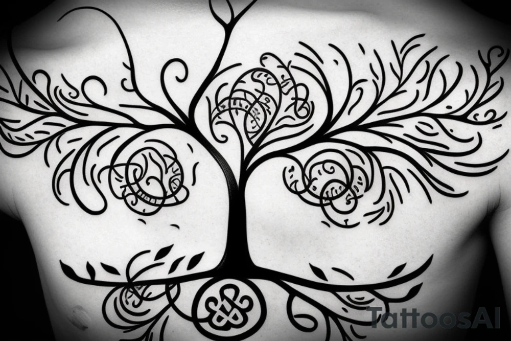 Tree of life line art simple tattoo idea