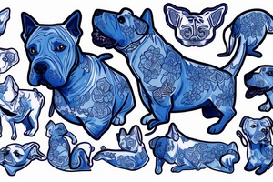 a Blue pitbull with suit tattoo idea