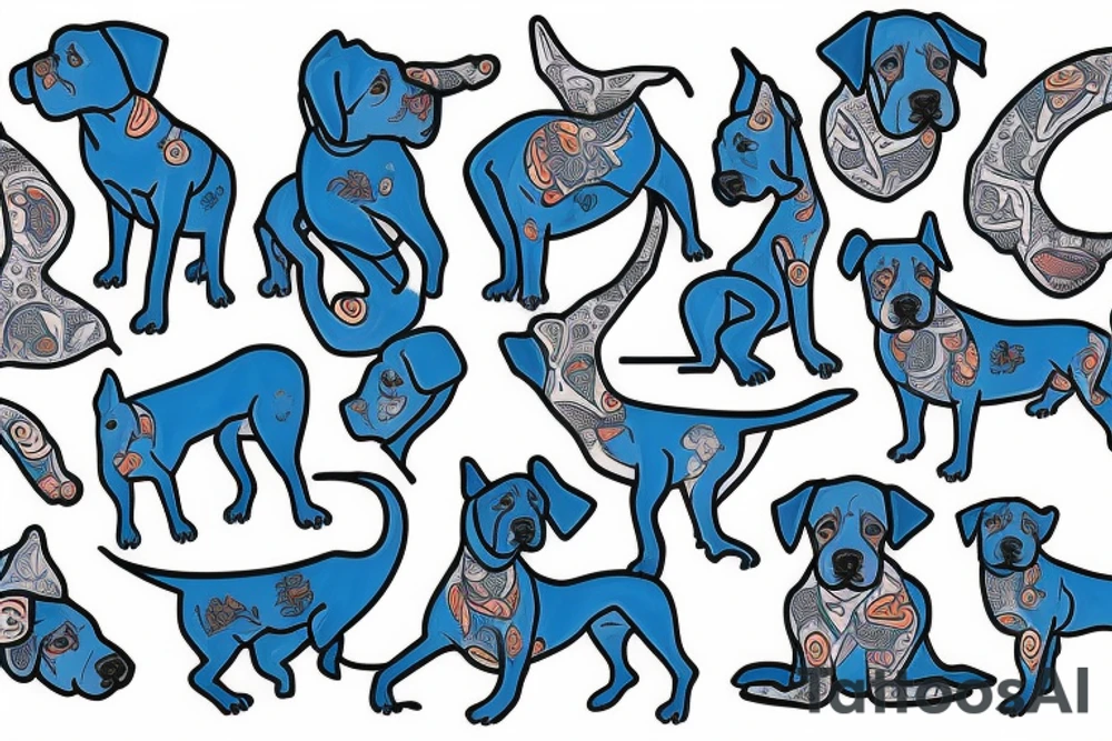 a Blue pitbull with suit tattoo idea
