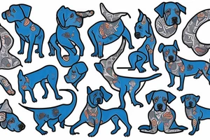 a Blue pitbull with suit tattoo idea