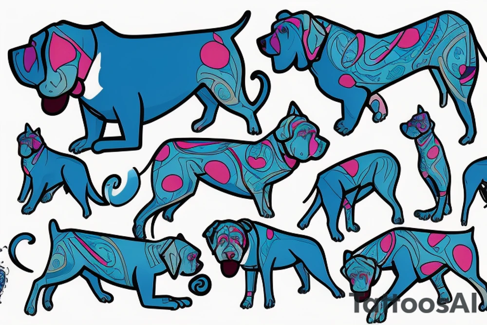 a Blue pitbull with suit tattoo idea