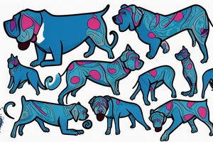 a Blue pitbull with suit tattoo idea