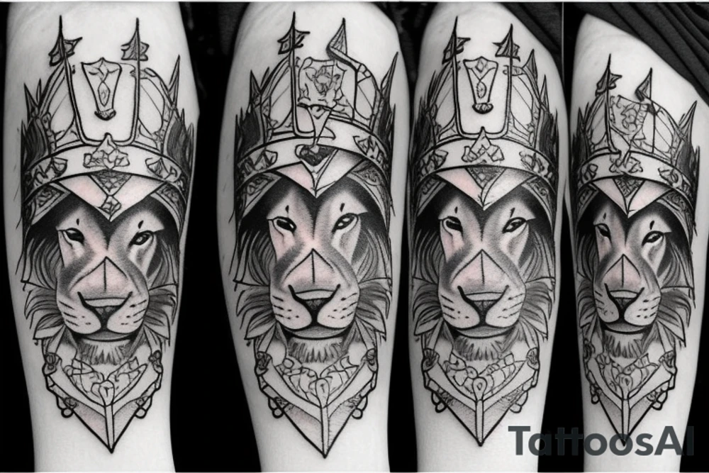 the lion from Iranian Flag with a sword and crown tattoo idea