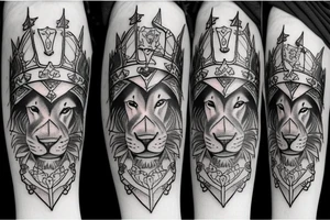 the lion from Iranian Flag with a sword and crown tattoo idea
