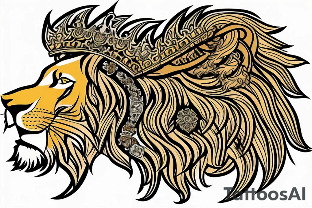 the lion from Persian Kingdom Flag with  crown tattoo idea